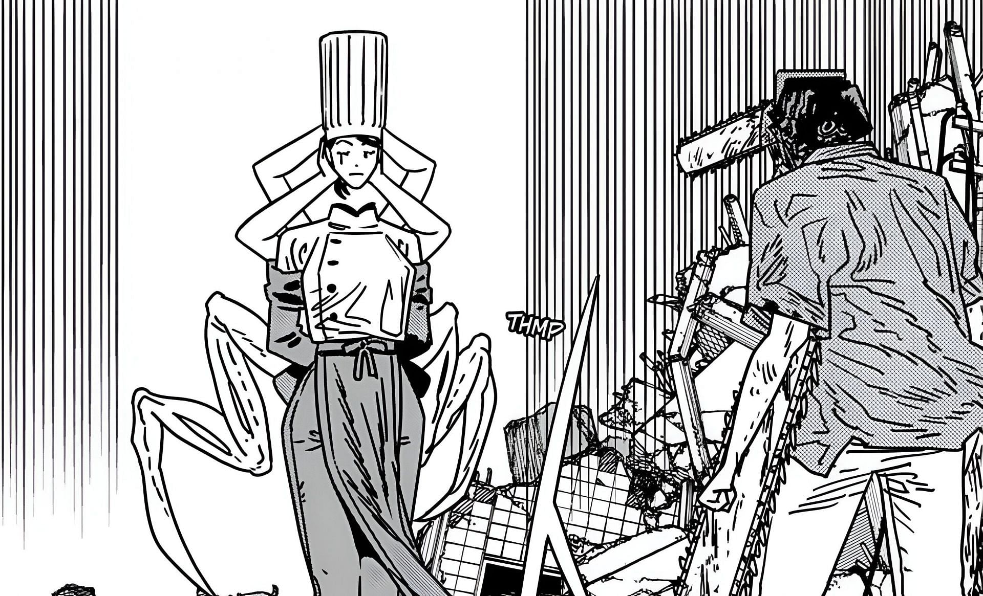 Falling Devil and Chainsaw Man as seen in Chainsaw Man chapter 205 (Image via Shueisha)